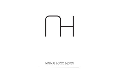 NH or HN Minimal Logo Design Vector Art Illustration 