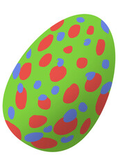 Colorful egg referencing Easter.
Various colors, transparent background.
green, blue, red.