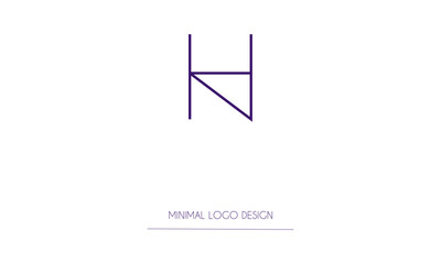 NH or HN Minimal Logo Design Vector Art Illustration 