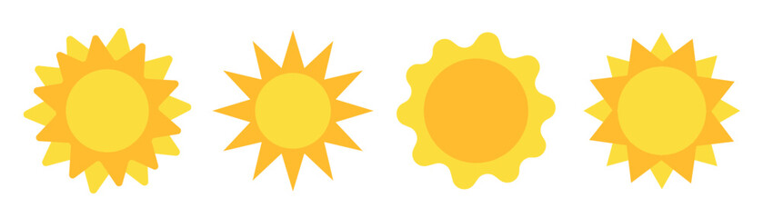 a set of cute vector images of the Sun flat corol. kids illustration	
