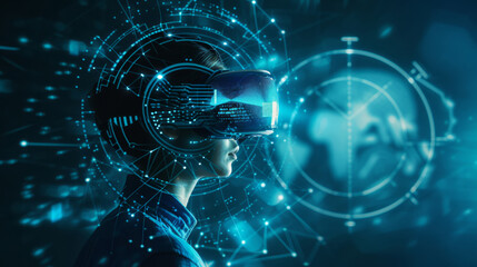 Obraz premium Virtual reality, programming and fun experiences for tech fans. Mixing programming with VR tech for exciting digital worlds. Dive into the future of tech innovation.