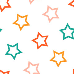 Seamless pattern with colorful outline stars