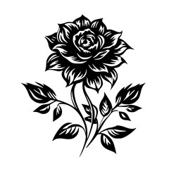 Silhouette rose, rose vector, flower svg, vector flower, herb, branch, line art, outline, eps, png, svg, flower, floral, vector, nature, leaf, rose, illustration, plant, design, vintage, pattern, flow