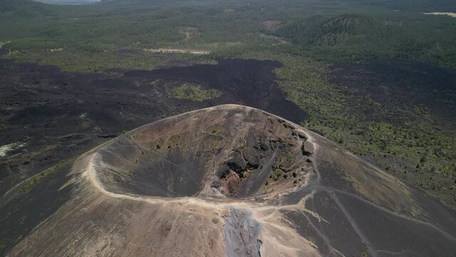 Drone footage of the Paricutin volcano in the Mexican state of Michoacan, Mexico