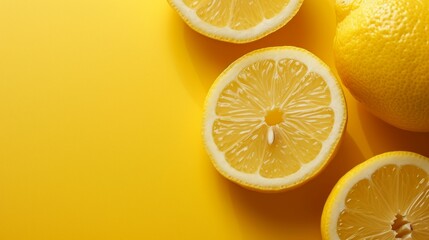 Lemon slice centerpiece against a vibrant yellow background