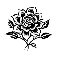Silhouette rose, rose vector, flower svg, vector flower, herb, branch, line art, outline, eps, png, svg, flower, floral, vector, nature, leaf, rose, illustration, plant, design, vintage, pattern, 