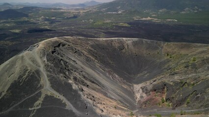 Drone footage of the Paricutin cinder cone volcano in the state of Michoacan, Mexico