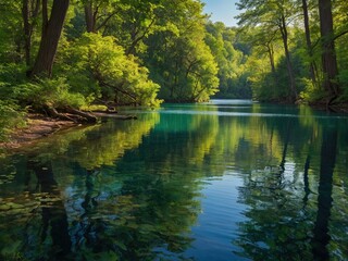 Photo of Peaceful Lake or River with Natural Reflections