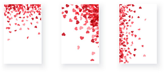 hearts gradually dispersing from a concentrated area