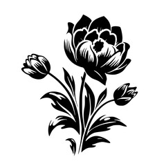 Silhouette rose, rose vector, flower svg, vector flower, herb, branch, line art, outline, eps, png, svg, flower, floral, vector, nature, leaf, rose, illustration, plant, design, vintage, pattern, 