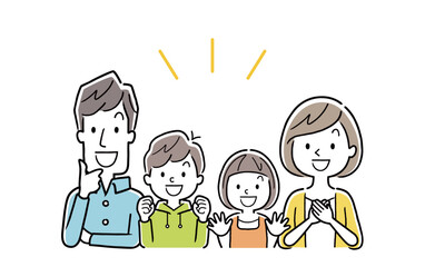 ベクターイラスト素材：笑顔で納得した表情の家族
