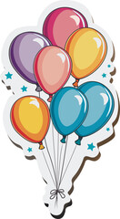 Birthday balloons floating in the air. Balloons Colorful Set. sticker