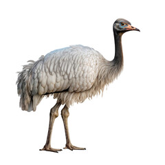 Portrait of an ostrich full body, side view, transparent,  isolated on white