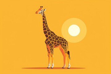 Obraz premium Contemporary flat logo with a creative twist, featuring the outline of a giraffe cleverly utilizing negative space, crafted in modern vector style