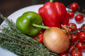 Fresh vegetables on plate