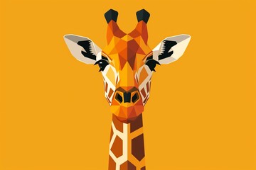 Contemporary flat logo with a creative twist, featuring the outline of a giraffe cleverly utilizing negative space, crafted in modern vector style - obrazy, fototapety, plakaty