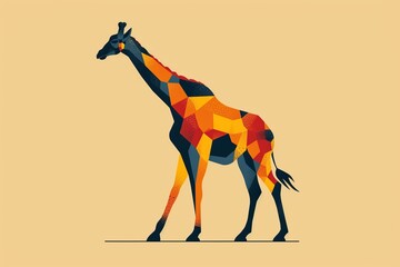 Contemporary flat logo with a creative twist, featuring the outline of a giraffe cleverly utilizing negative space, crafted in modern vector style