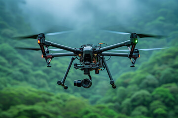 FPV drone in morning mist