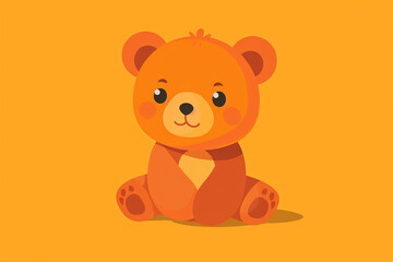 Adorable baby bear sitting and looking directly into the camera, flat layer vector 