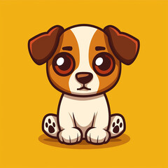 Flat logo of Vector  cute baby dog illustration vector