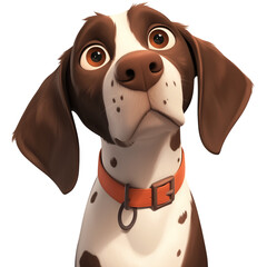 Cute 3D German Shorthaired Pointer Dog Illustration 