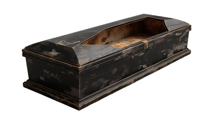 open black coffin  isolated on white background png 