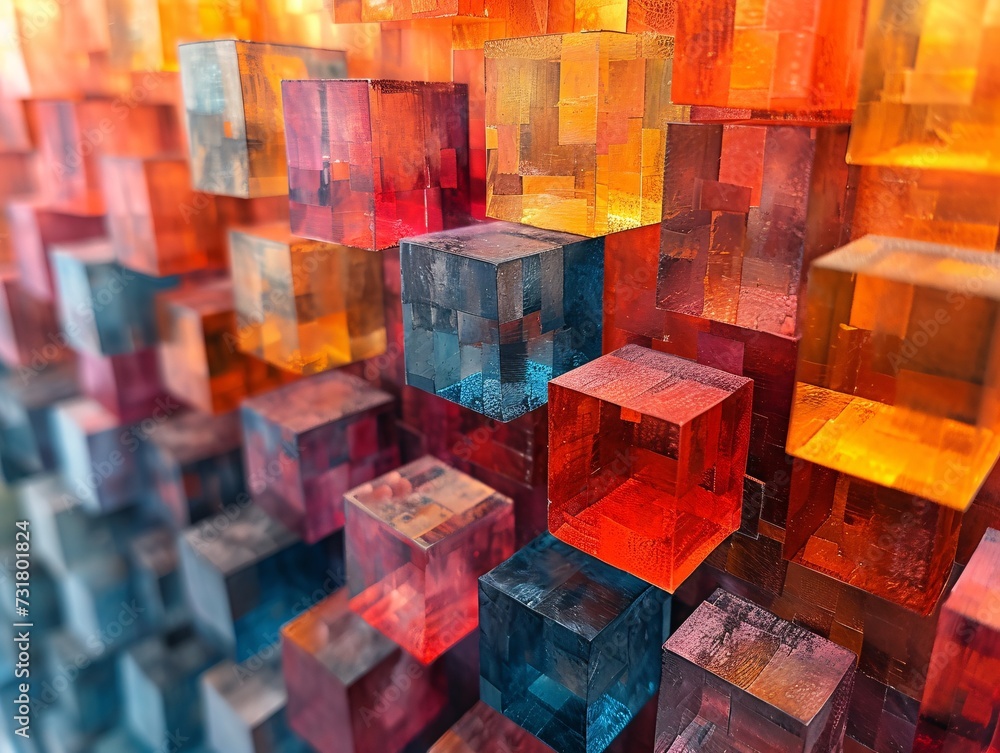 Poster colorful cubes: a vibrant display of blocks for the month of may generative ai