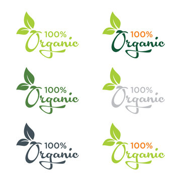 Green Healthy 100 percent Organic product food  Natural Eco Bio Food Products Label 