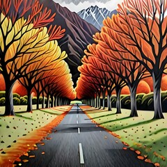 autumn road in the mountains beautiful landscape