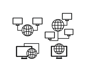 network connection internet protocol icon vector design simple black white illustration collections sets
