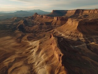 Fototapeta na wymiar Drone footage capturing the beauty of a desert landscape from above