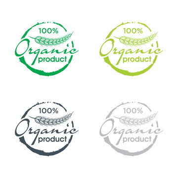 Green Healthy 100 percent Organic product food  Natural Eco Bio Food Products Label 