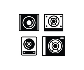 hard drive icon vector design simple black white flat minimal modern style illustration collections isolated white background
