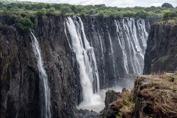 Fototapeta na wymiar beautiful landscape with Victoria Falls against the sky in Zimbabwe