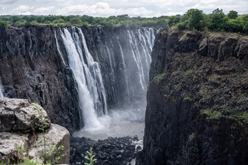 beautiful landscape with Victoria Falls against the sky in Zimbabwe