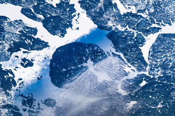 Rene Lavasseur Island In Winter Season, Canada. Digital enhancement of an image by NASA