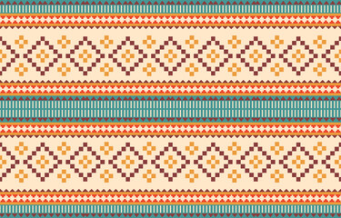 Ethnic abstract ikat art. Aztec ornament print. geometric ethnic pattern seamless  color oriental.  Design for background ,curtain, carpet, wallpaper, clothing, wrapping, Batik, vector illustration.