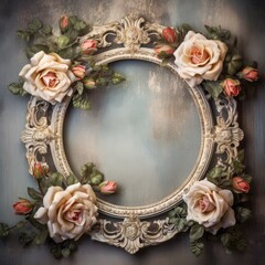 Obraz na płótnie Canvas Floral Frame Delight: Collection of Floral Decorated Big Frame Digital Backdrops for Photography