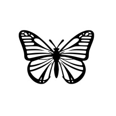 Monarch Butterfly Icon SVG Black And White Illustration Art Generative AI.