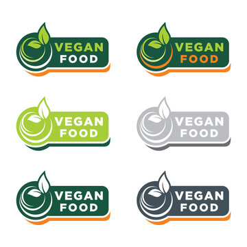 Vegan icon set. Bio, Ecology, Organic logos and icon, label, tag. Green leaf icon on white background.