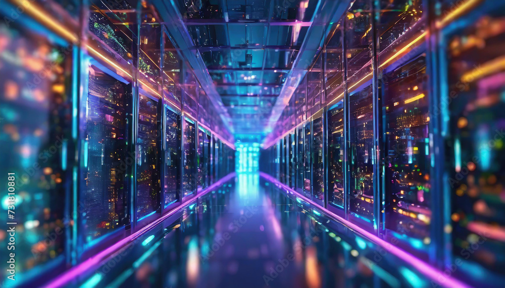 Poster data center and network devices in high performance operation.