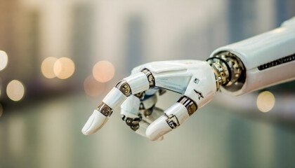 Humanoid robot hand pointing with finger