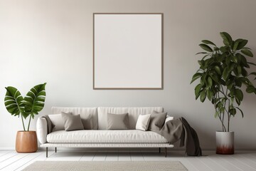Minimalist living room interior with blank canvas - 731811835