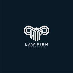 WP initial monogram logo lawfirm with pillar design