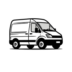 cargo delivery van vector illustration isolated transparent background, cut out or cutout t-shirt design