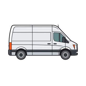 cargo delivery van vector illustration isolated transparent background, cut out or cutout t-shirt design