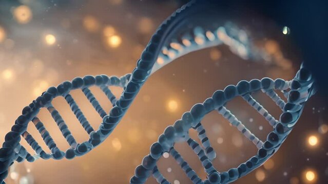 DNA Strand on Orange Background Generative AI