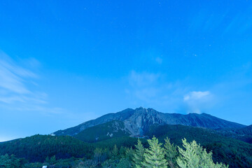 桜島御岳と星空の風景
