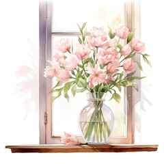 flowers in a vase,watercolor