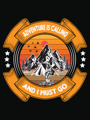  Mountain Adventure Typography Outdoor Camping Hiking Typography T-Shirt Design Vector File